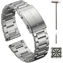 pininfarina 22mm Metal Watch Band 316L Stainless Steel Watch Strap with Quick Release Universal Black Metal Watch Band for Men & Women, Hybrid Smartwatch Compatible