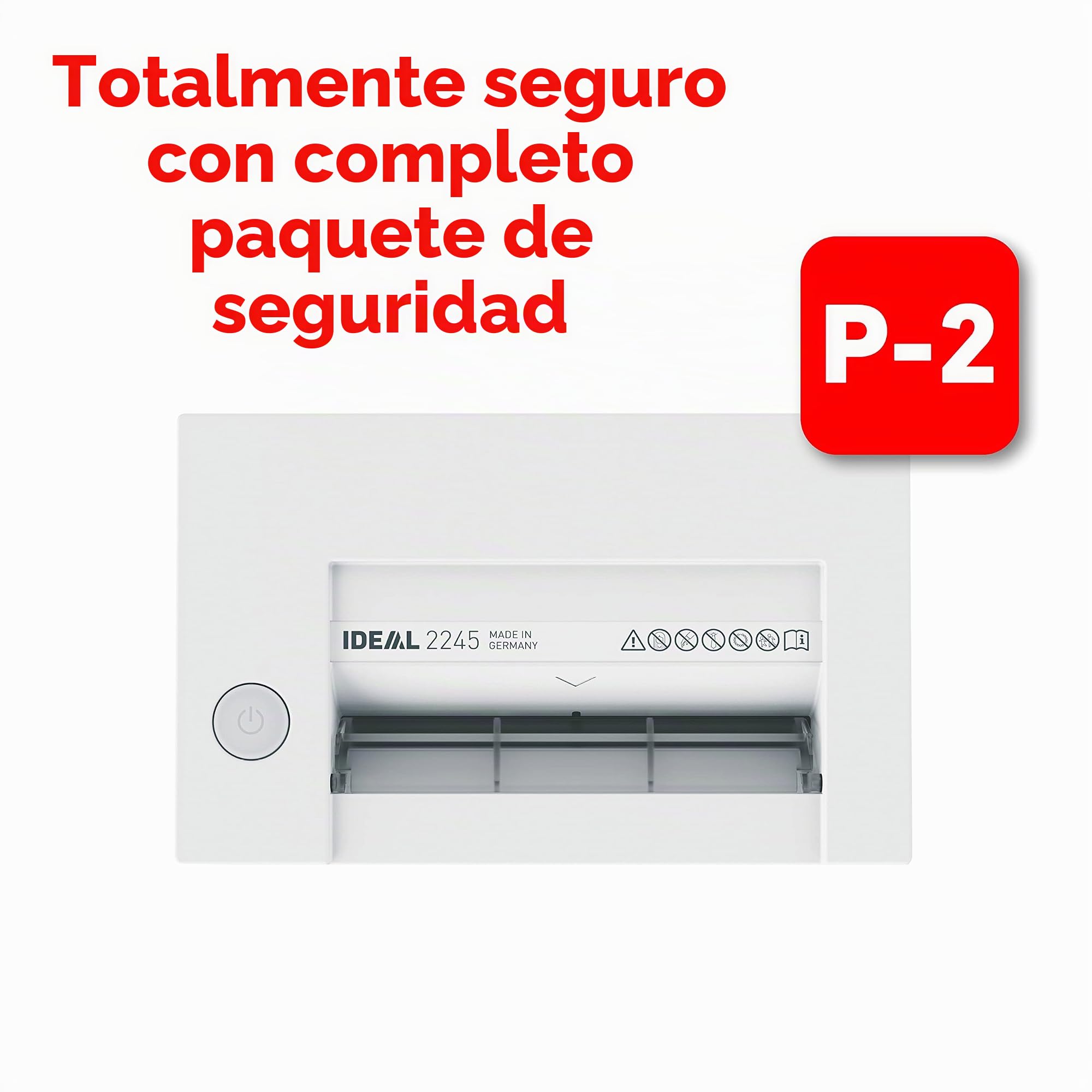 IDEAL 2245 - Destructora de papel, nivel de seguridad P-2, corte en tiras de 4 mm, capacidad de 11 hojas, cubo de basura de 20 L, también destruye grapas y tarjetas de crédito
