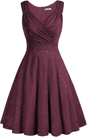 GRACE KARIN Vestidos Vintage para Mujeres Mangas Corta Cuello V de Fiesta Elegante Retro Cóctel Clásico Vestidos