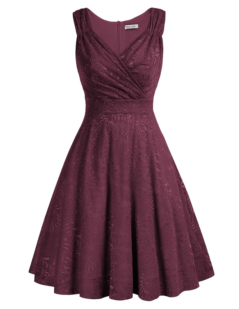 GRACE KARIN Abito da Donna in Pizzo Rockabilly Lunghezza al Ginocchio Stile retrò Vintage