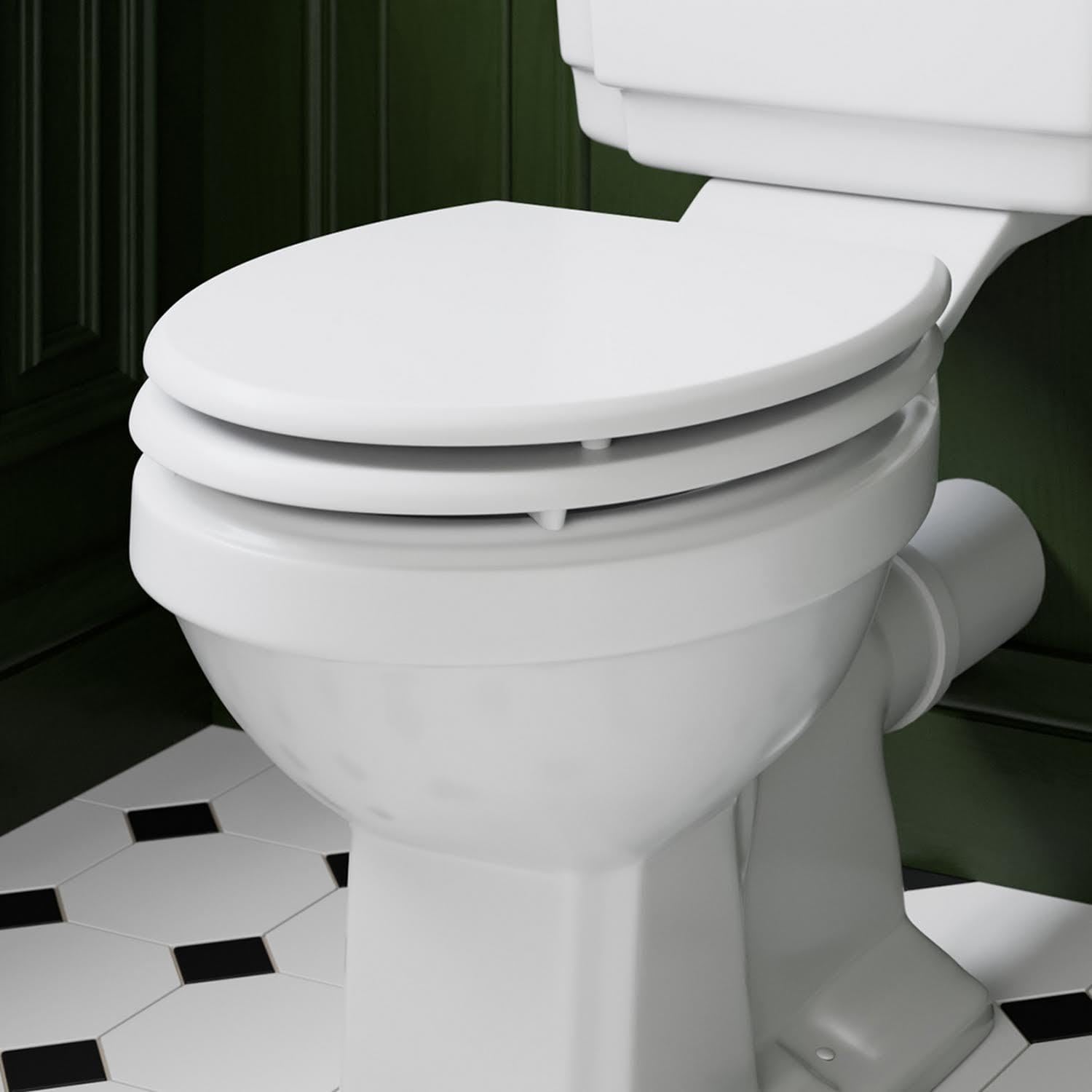 Bathroom Toilet Seat Traditional Round Soft Close Top Fix Hinges White Gloss