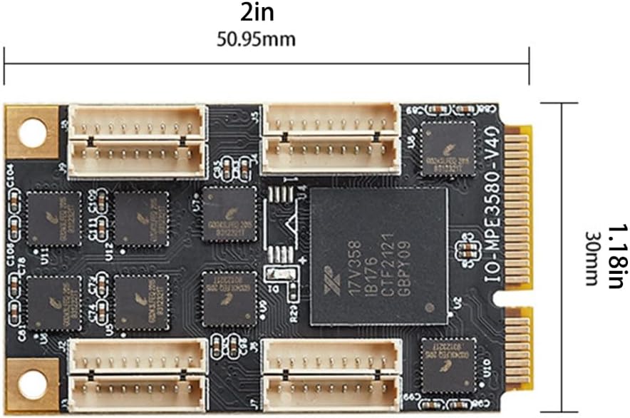 Mini PCI Express 8 Serial Ports Controller Card Mini PCI-E COM Card Mini PCIe DB9 RS232 Adapter 15 KV ESD Protection