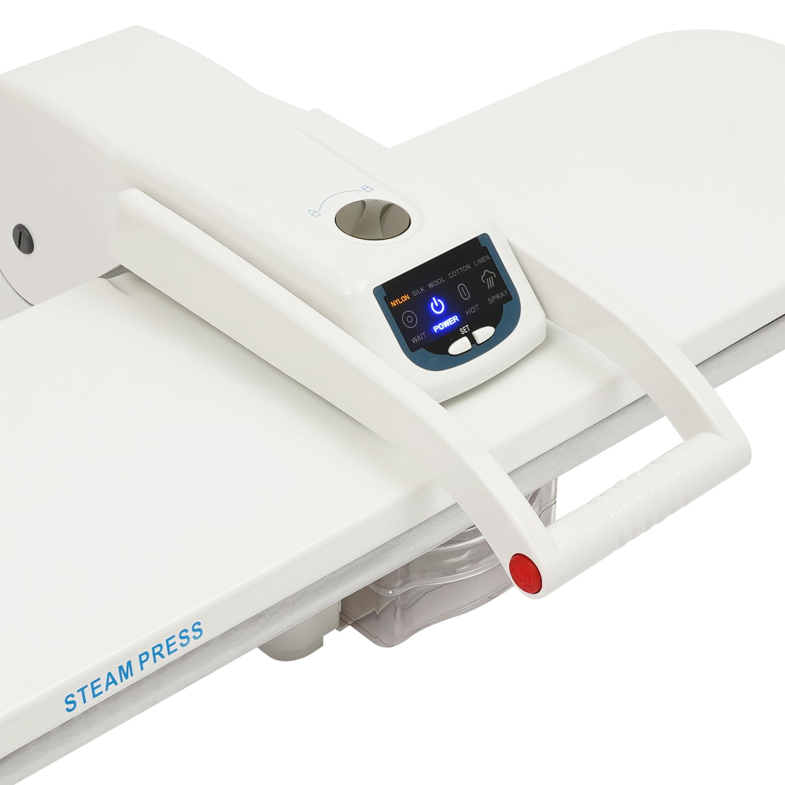 Presse à repasser à vapeur de 91,4 cm - 1600 W - Avec vapeur de 120 g/min - Écran tactile LCD - 5 modes de tissu - Chauffage rapide en 3 min - Veille automatique pour la maison et le commerce