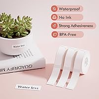 Vista 3 de NIIMBOT Label Maker Tape for D11/D110/D101 Label Maker, 12 x 40 mm (0.47'' x 1.57''), 3Rolls for Home Office Labeling Tape Replacement, White Claro