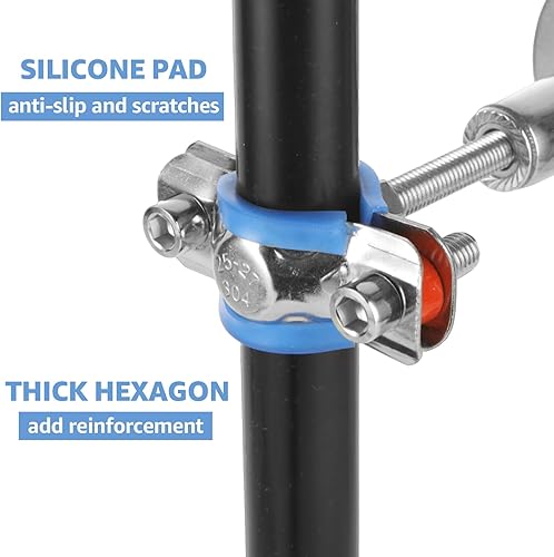 Miniatura 3 de CertBuy 6 soportes de tubo ajustables de acero inoxidable para montaje en pared, abrazadera de soporte de correa de tubo ajustable, adecuado para