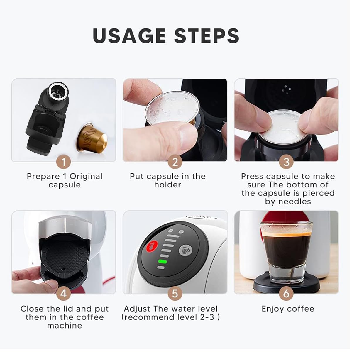 Adattatore per capsule da caffè, convertitore per capsule da caffè riutilizzabili, adattatore per capsule da caffè ricaricabili compatibile con macchine da caffè Dolce Gusto, facile da usare