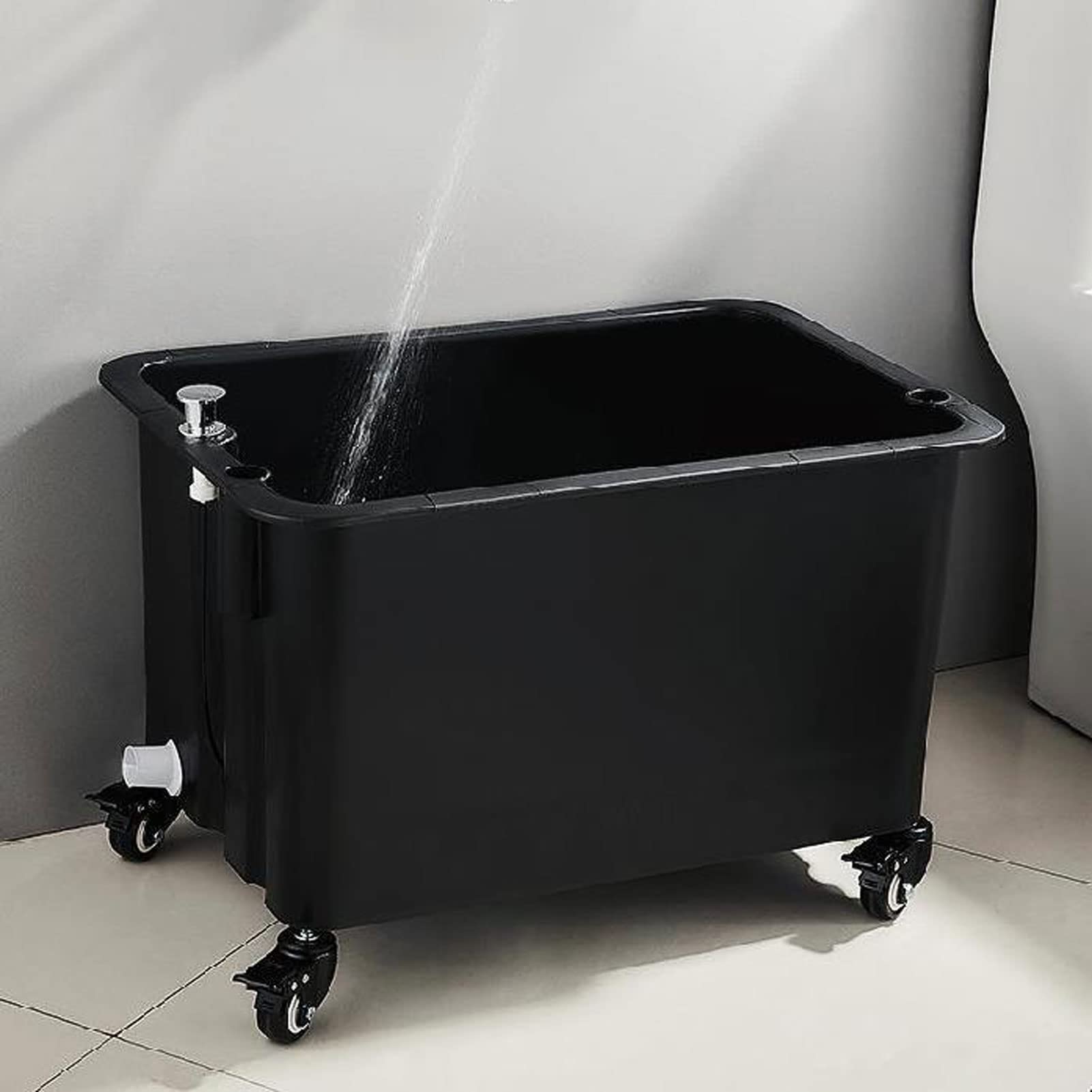 ASerZenith Adjustable Utility Sink Laundry Tub With Universal Wheel, Heavy Duty Slop Sinks For Washing Room, Basement, Garage Or Shop