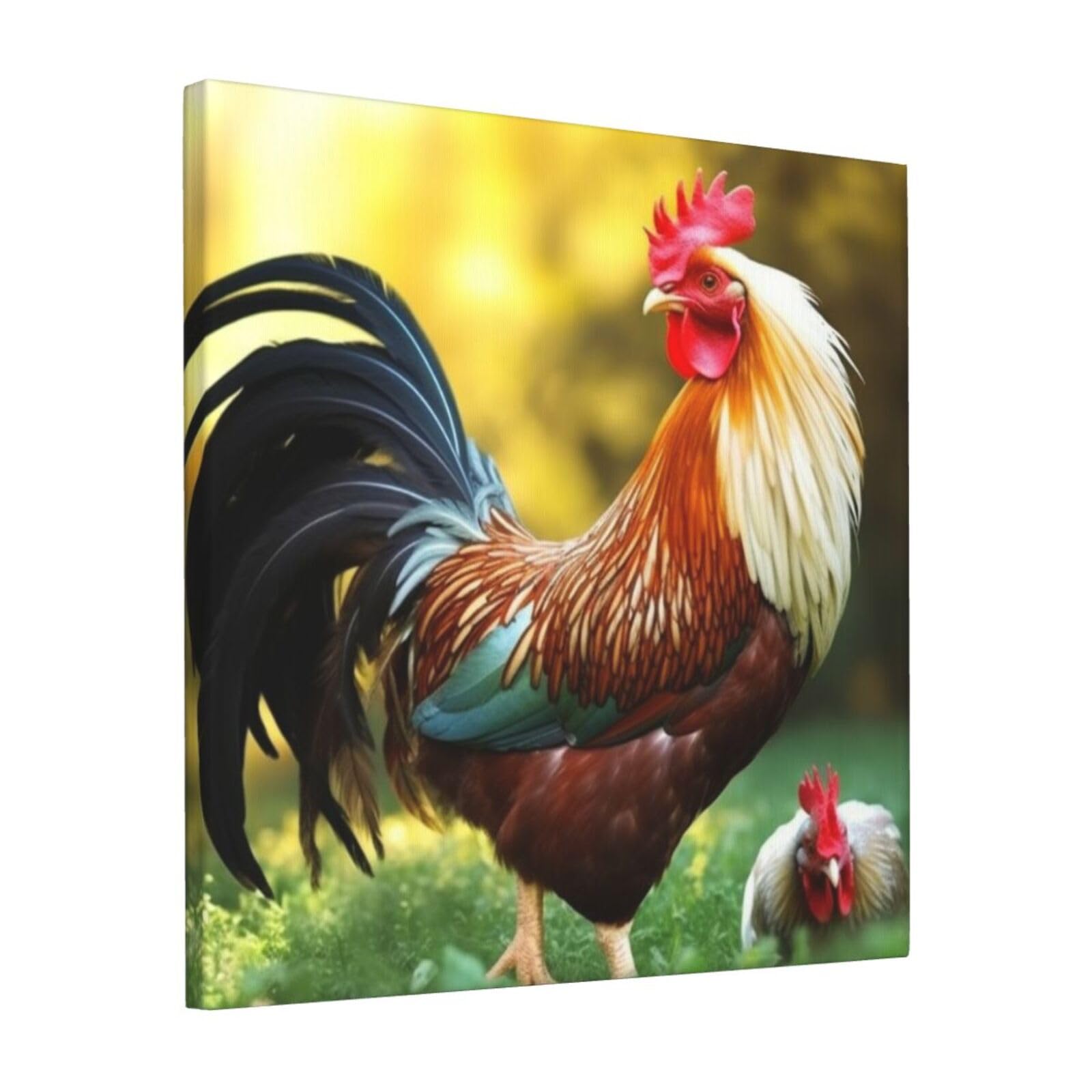 KLOPH Beautiful Rooster Hen Canvas Wall Art for Living Room 12"x12" Modern Artwork Painting for Bathroom Hanging Canvas Prints Aesthetic Wallart for Bedroom Kitchen Office Wall Decor