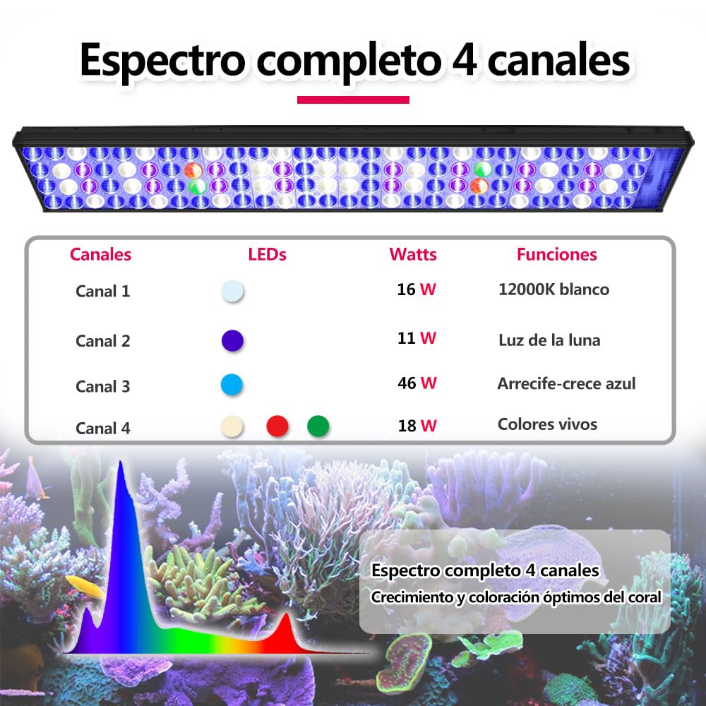 PopBloom T75 T50 Reef 60W 90W para pecera de agua salada Coral SPS LPS (1x H75 luz con kit para colgar)