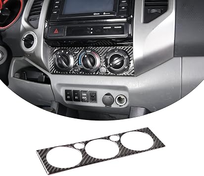 Soft Carbon Fiber Car Center Control Air Conditioning Adjustable Trim Sequins Stickers Trim Fit For Toyota Tacoma 2006 2007 2008 2009 2010 2011 2012 2013 2014 2015 Black Carbon Fiber