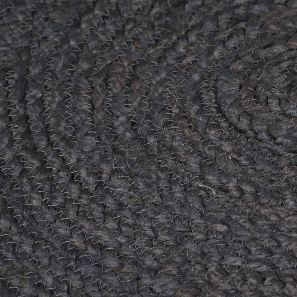 vidaXL Tapis Fait à la Main Jute Rond 150 cm Gris foncé