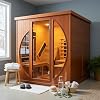 2 Person Infrared Saunas for Home with Recliner, 220V Traditional Sauna for Indoor Use, Canadian Ceder, Full Spectrum Sauna with 9 Heating Panels Cedar