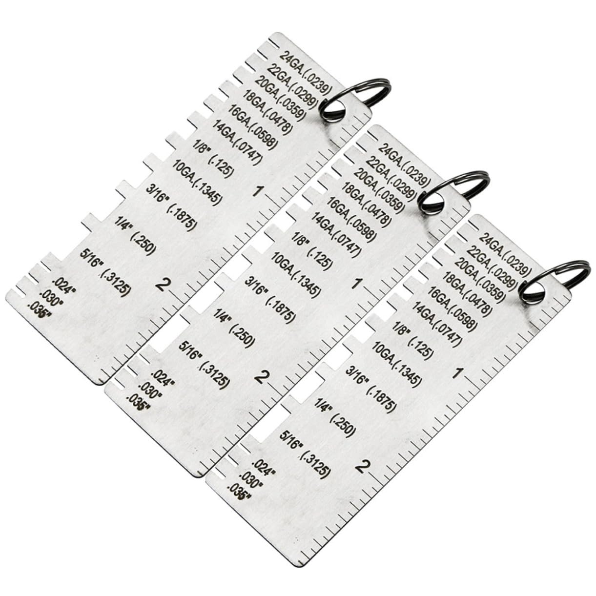 Veemoon Stainless Inspection Ruler 18 Gauge Steel Sheet Wire Gauge Measurement Tool Easy to Read Thickness Gauge