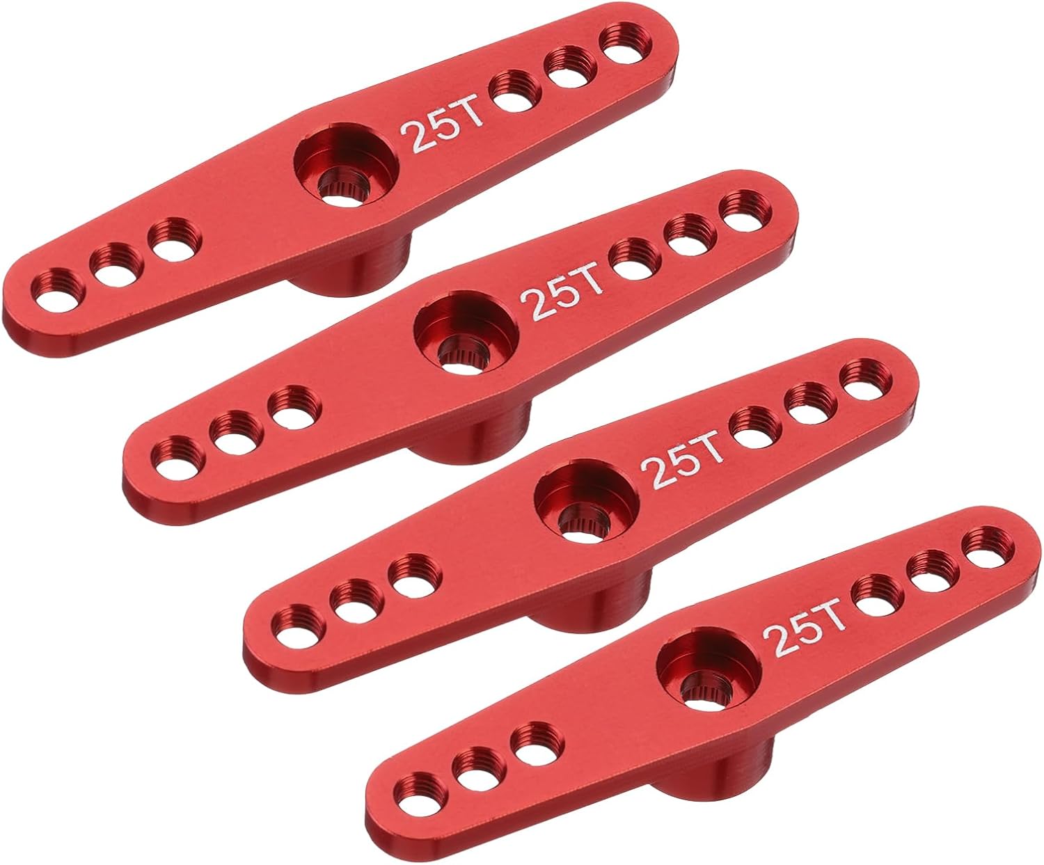 MECCANIXITY 4 Pcs Aluminum Servo Horn 25T Servo Horn Steering Double Arms 47mm Length Red Suitable for DIY RC Car/Boat/Airplanes Boat Model Accessories
