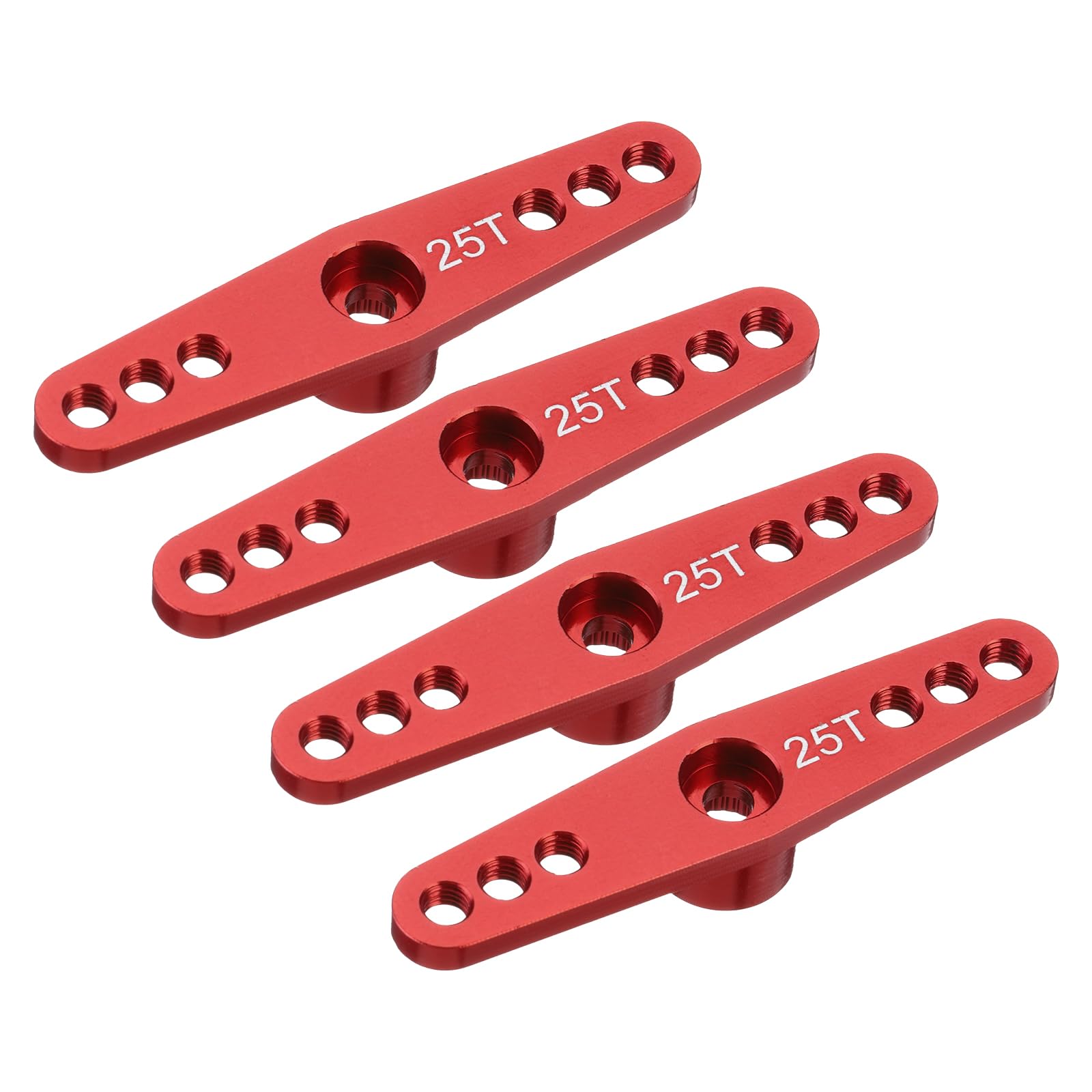 Muiltvoe 4 Pcs Aluminum Servo Horn 25T Servo Horn Steering Double Arms 47mm Length Black Suitable for DIY RC Car/Boat/Airplanes Boat Model Accessories
