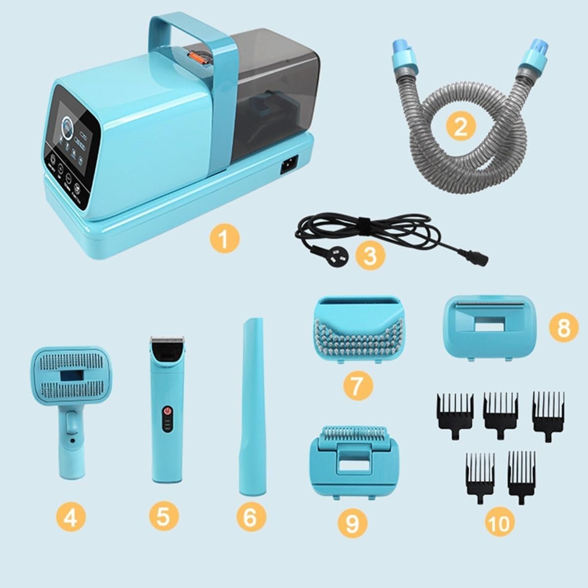 Aspiradora de aseo para perros, kit de aseo para perros, cortaúñas para perros, cepillo de aseo para perros con 5 herramientas de aseo para mascotas, removedor de pelo de bajo ruido,
