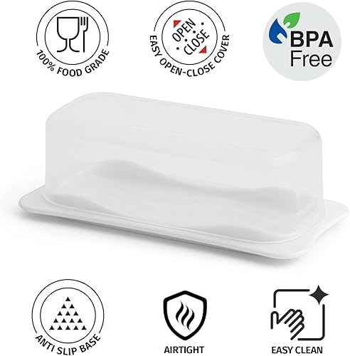 Miniatura 2 de Contenedor de mantequilla  Contenedor de almacenamiento de mantequilla con tapa transparente  Contenedor de mantequilla de plástico duradero para