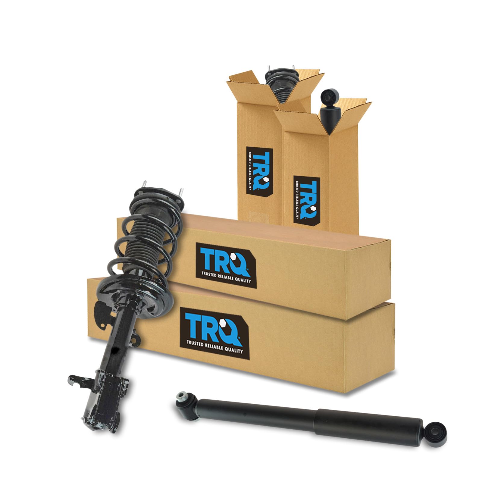 TRQ Front and Rear Complete Strut Assembly &amp; Shock Absorber Kit Complete Strut &amp; Coil Spring Assembly Compatible with 2007-2013 Acura MDX 2010-2013 ZDX