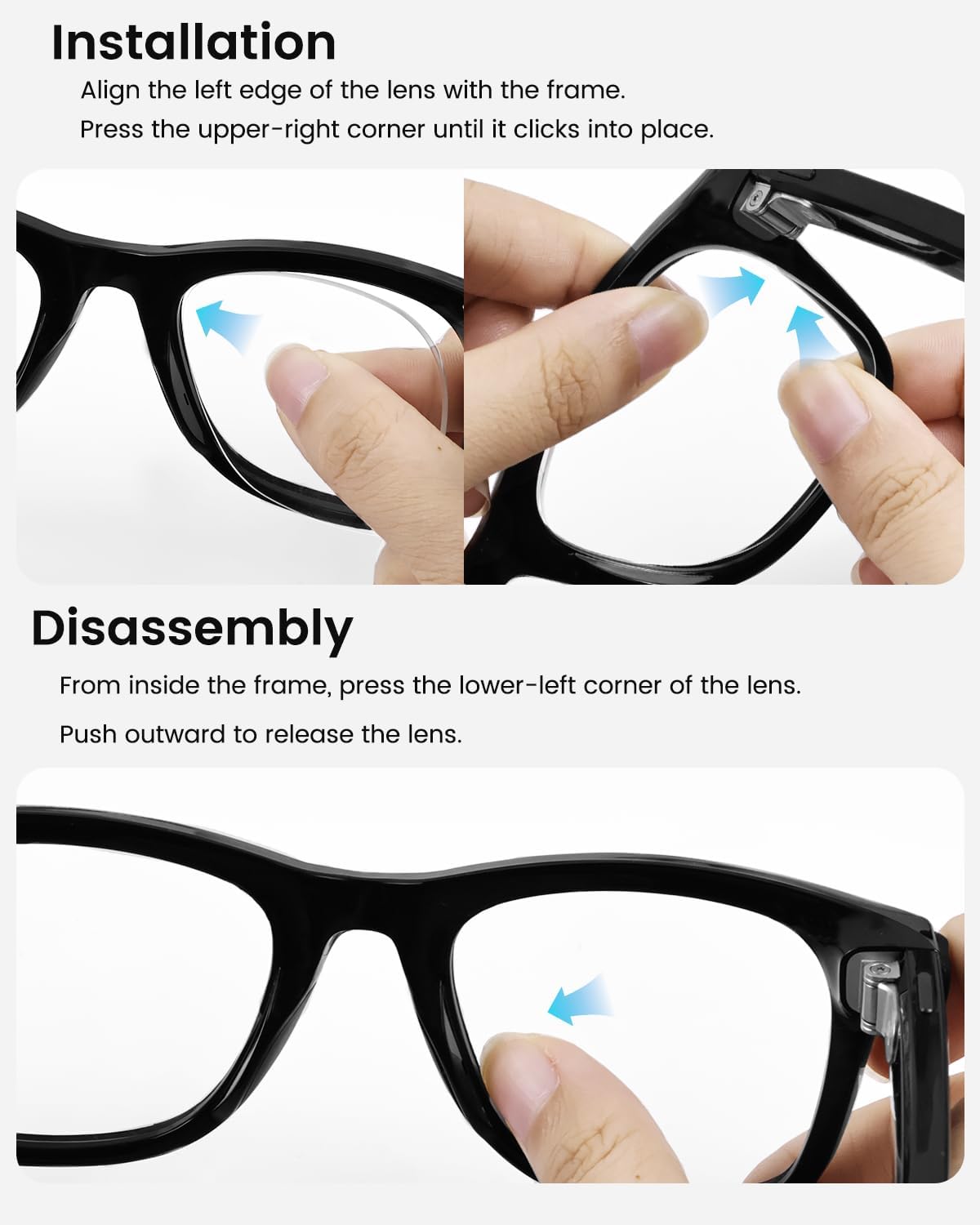 Replacement Lenses for Ray-Ban Meta Wayfarer RW4006/4008 & Gen 2 RW4012(53mm & 50mm), Smart Eyeglass Lenses For Men & Women - Image 7