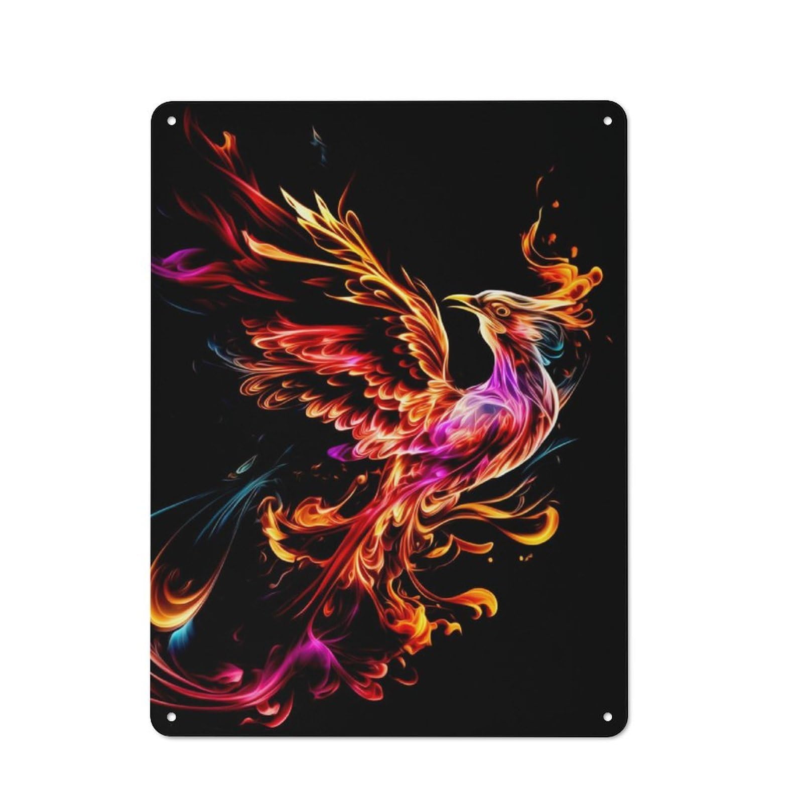 Junmoney Phoenix Modern Retro Metal Wall Art Sign 40X30cm, Studio Wall Art For Modern Home, Workshop, Office Or Cafe