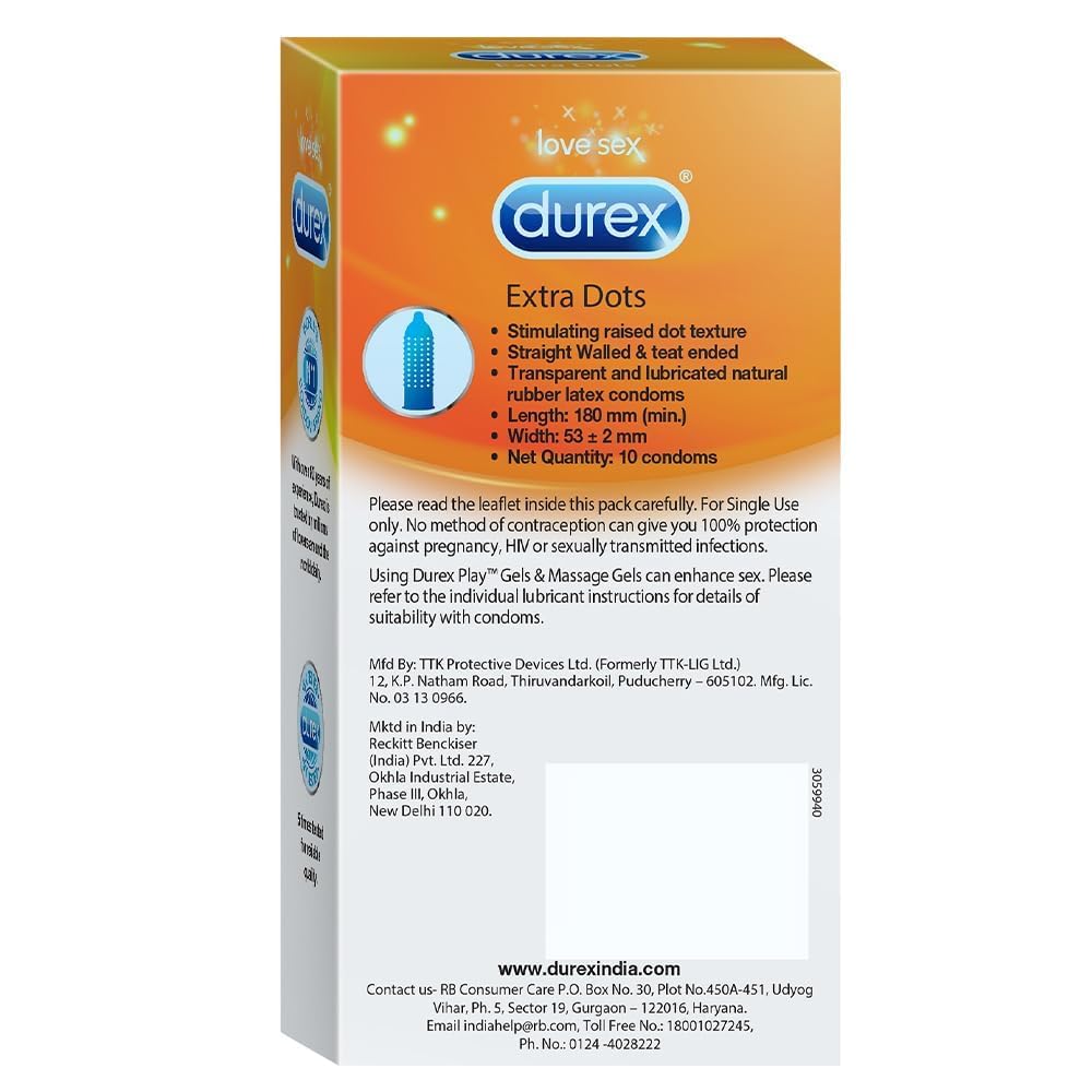 Durex Condoms, Extra Dots- 10s (Pack of 2) product image 10