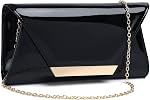 Patent Leather Envelope Clutch Purse Shiny Candy Foldover Clutch Evening Bag for Women (7018-Burgundy Red)