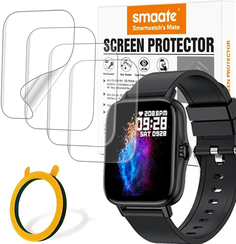 Protector de pantalla suave compatible con relojes inteligentes Iaret I18, Tensky 208BT, ANDFZ T42, Geelyda Y20 Pro, Smaiit Y22, WZWNEER Y20GT y Boquaw P90, 4 piezas de TPU