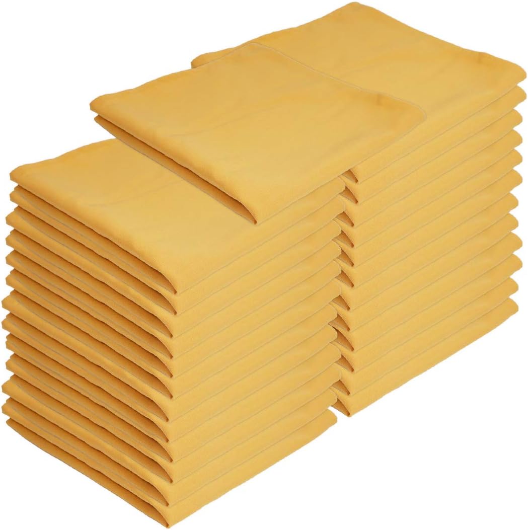 Arkwright Restaurant Cloth Napkins - (Pack of 25) Spun Polyester Dinner Napkin with Hemmed Edges - Ideal for Dinner, Wedding, Party, Banquet, Kitchen, 20 x 20 in, Gold