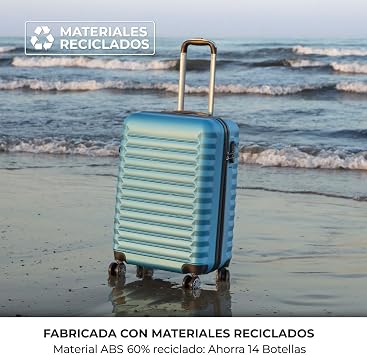 NUMADA - Large Travel Suitcase 25 kg Upfly 28' ABS (75 x 49 x 29 cm) with Combination Lock and 4 360 Double Wheels | Heavy Duty | Lightweight | Interior Compartmented | Electric Blue