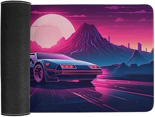 Miniatura 3 de Large Mouse Pad Synthwave Car Mountain Red Sun Vaporwave Desk Mat Computer Accessories Gaming Office Organizers Supplies Decor Essentials Keyboard