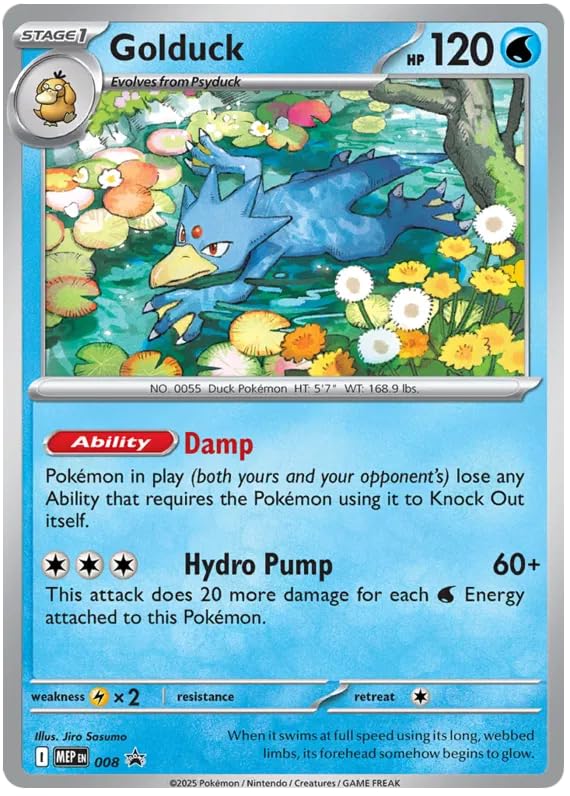 Golduck MEP008 Pokemon Promo Card | Mega Evolution Black Star Promo Series | Titan Authenticated