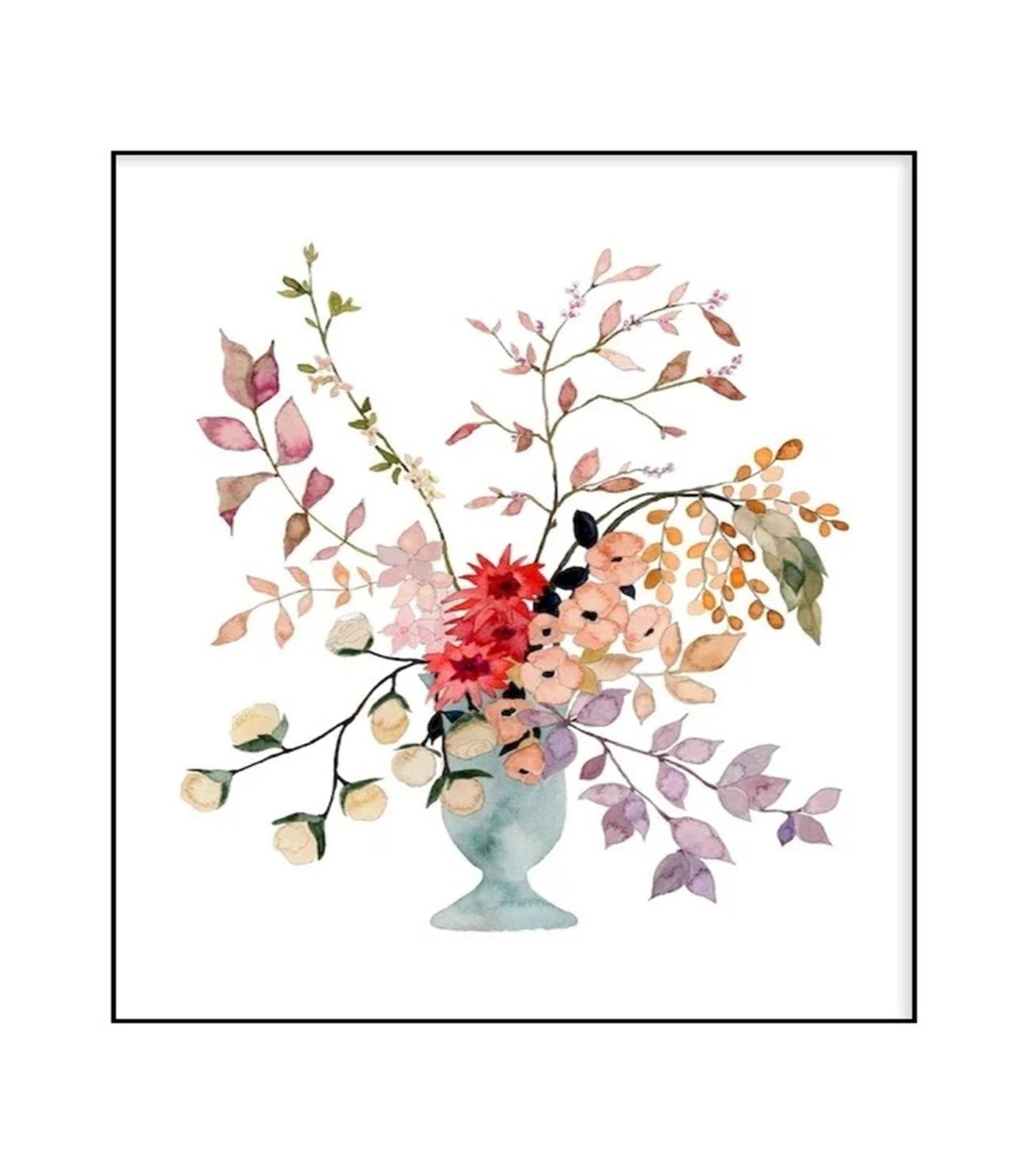 Xenite M Wall Art Canvas Prints Watercolor Flower Vase Floral Plant Wall Art Canvas Painting Nordic Posters For Living Roo Home Decor(,50X70cm)