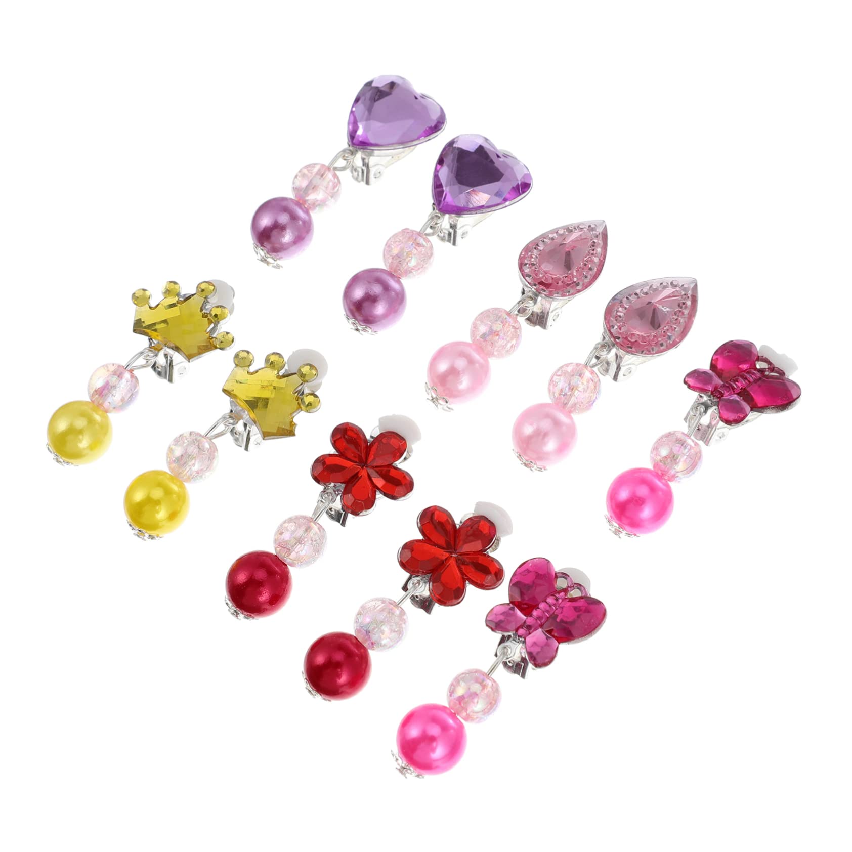 TOYANDONA 5 Pairs Girls Jewelry Clip-on Stud Earrings for Boys and Girls Comfortable Daily Wear