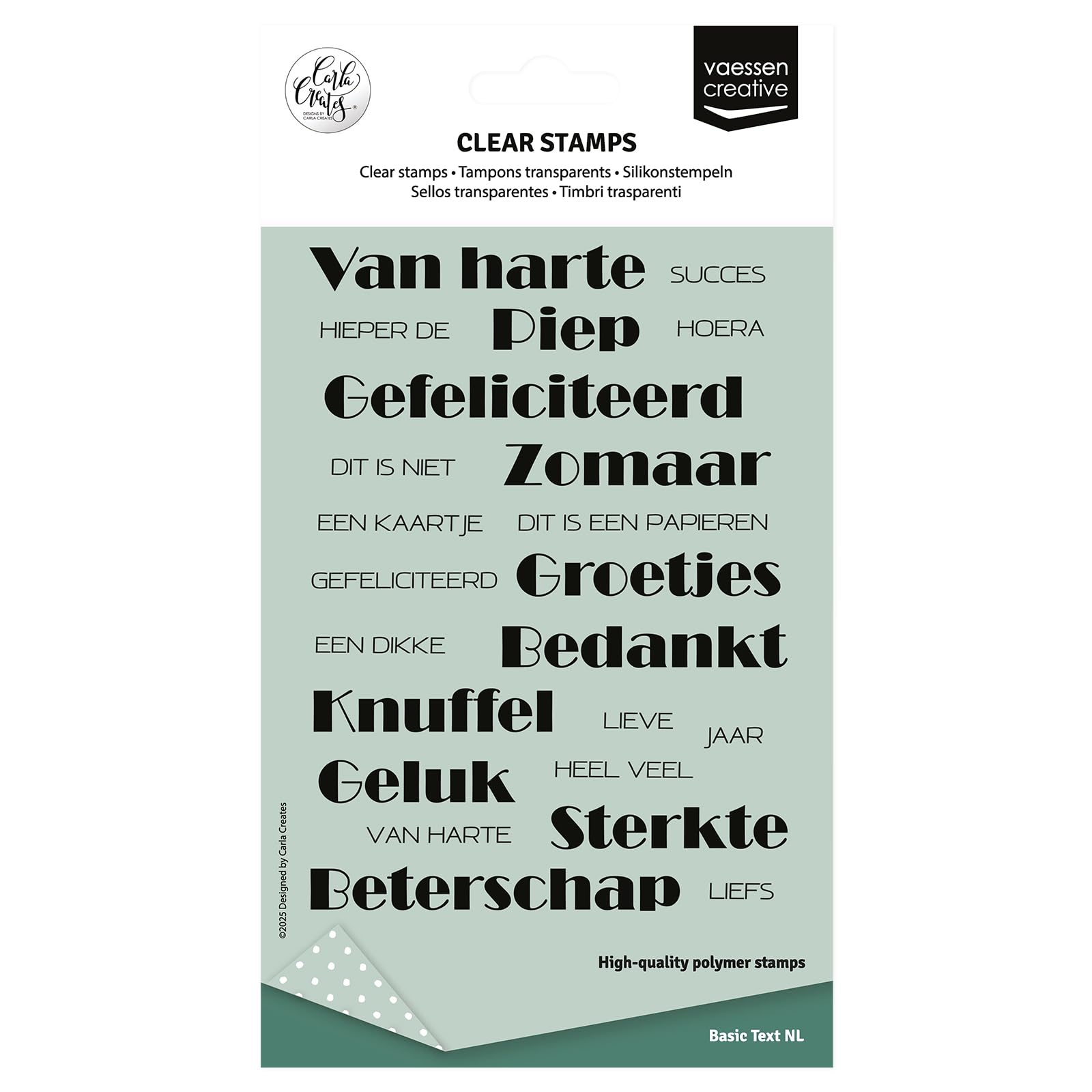 Vaessen Creative Clear Stamps 23 Pcs - Dutch Texts - Scrapbooking, Stamping and Card Making Supplies for Crafting & Birthdays