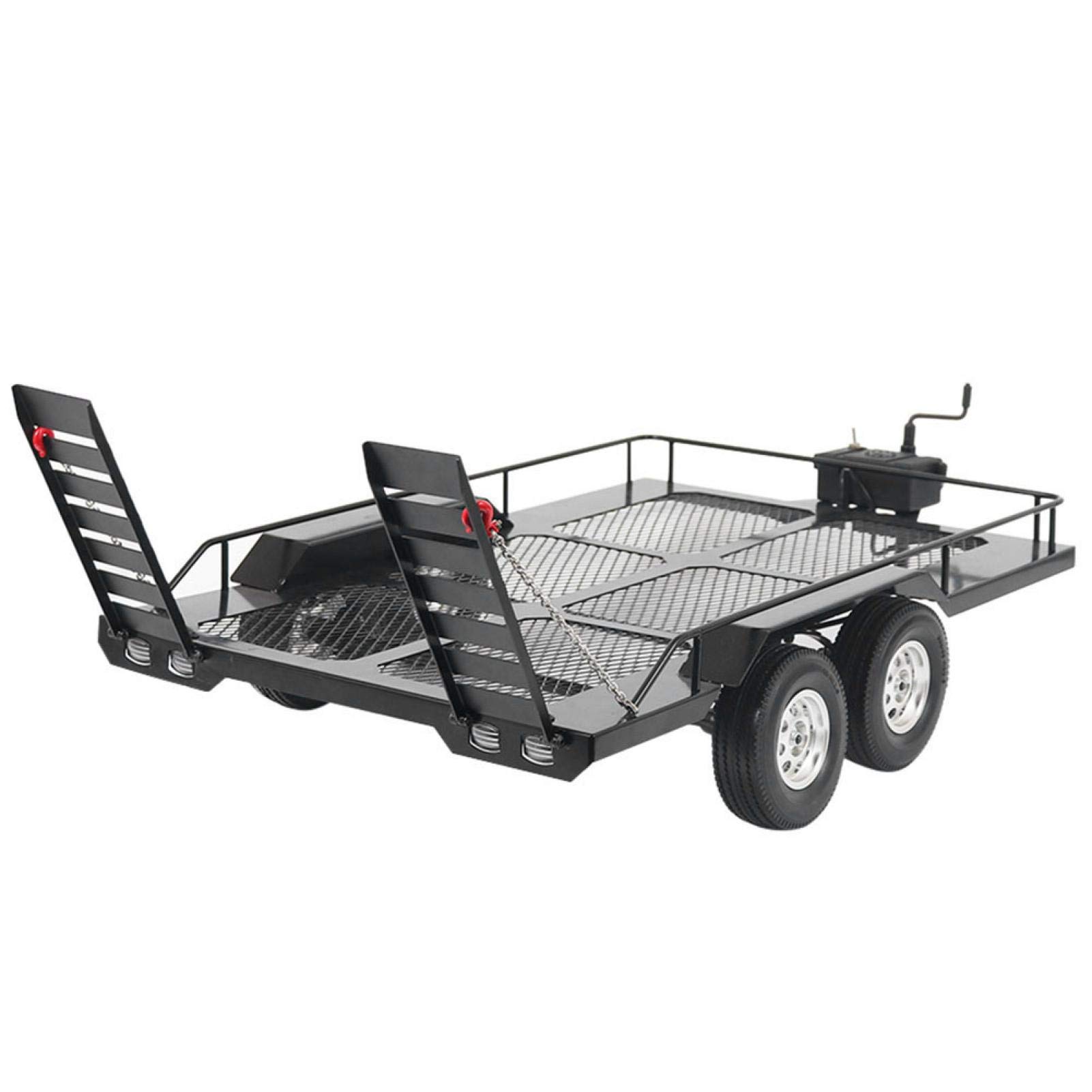 Remorque RC, Accessoire de remorque de Voiture en métal avec Quatre pneus pour Voiture 1/10 RC