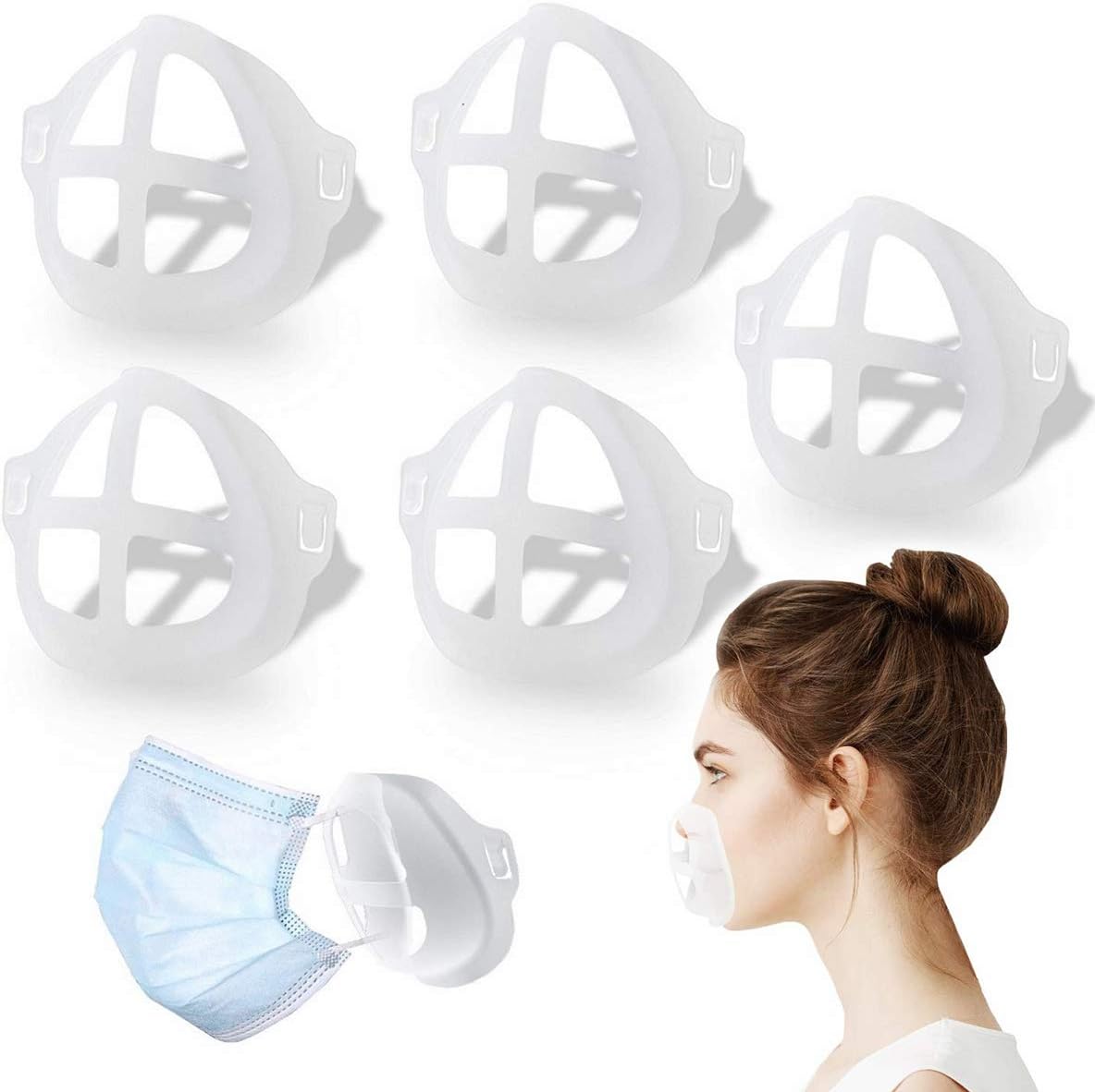 3D Mask Bracket, cartaoo Face Mask Inner Support Frame for Comfortable Breathing DIY Face Mask Accessories for Protect Lipstick Lips (5 PCS) (5PCS)