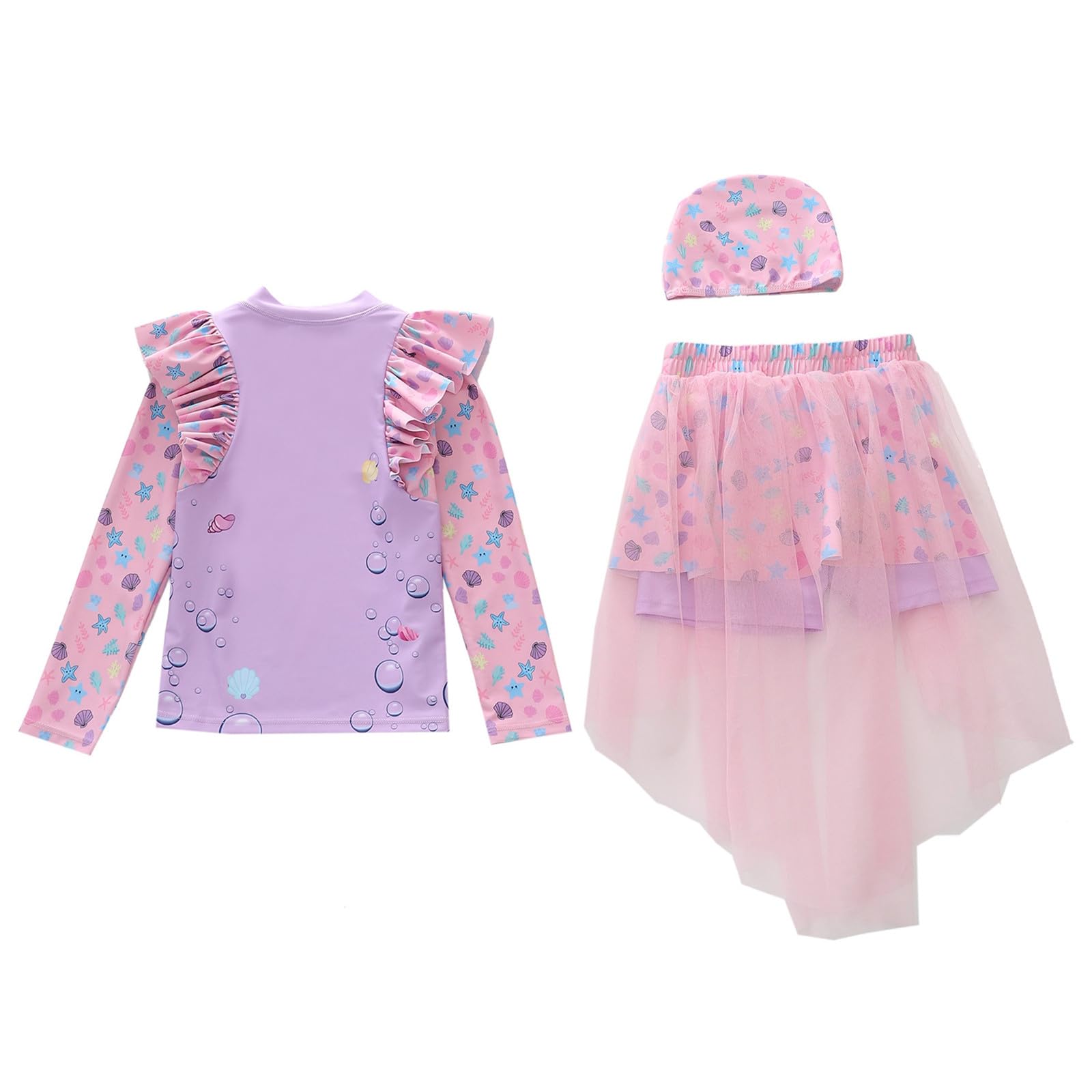 Trajes de baño de dos piezas para niñas con falda colorida, tankini lindo para bebés, niños pequeños, niños y adolescentes
