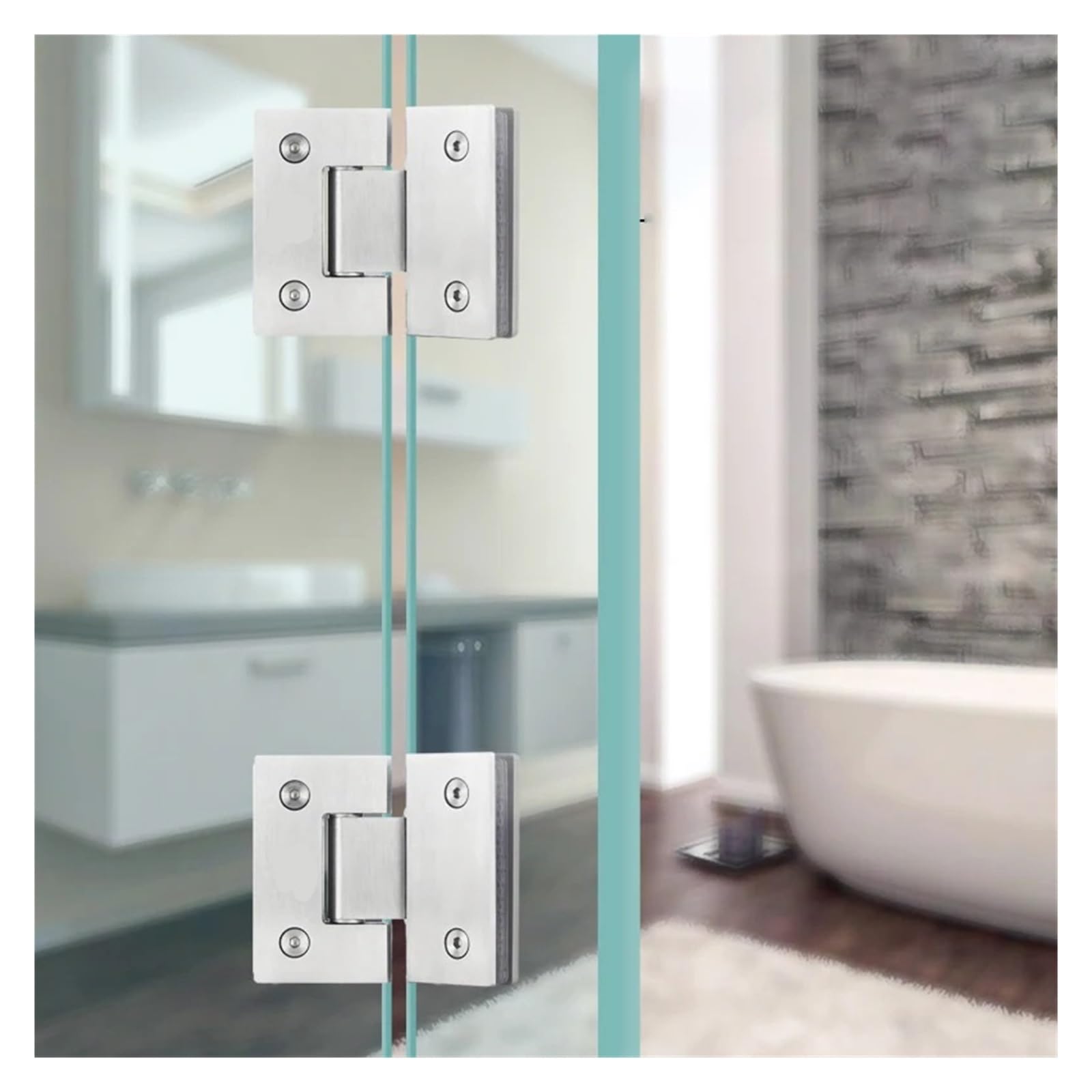 Bisagras para mamparas de ducha, Bisagra de puerta cepillo níquel vidrio sin marco 90 grados abrazadera baño(Silver Ss 90sb)