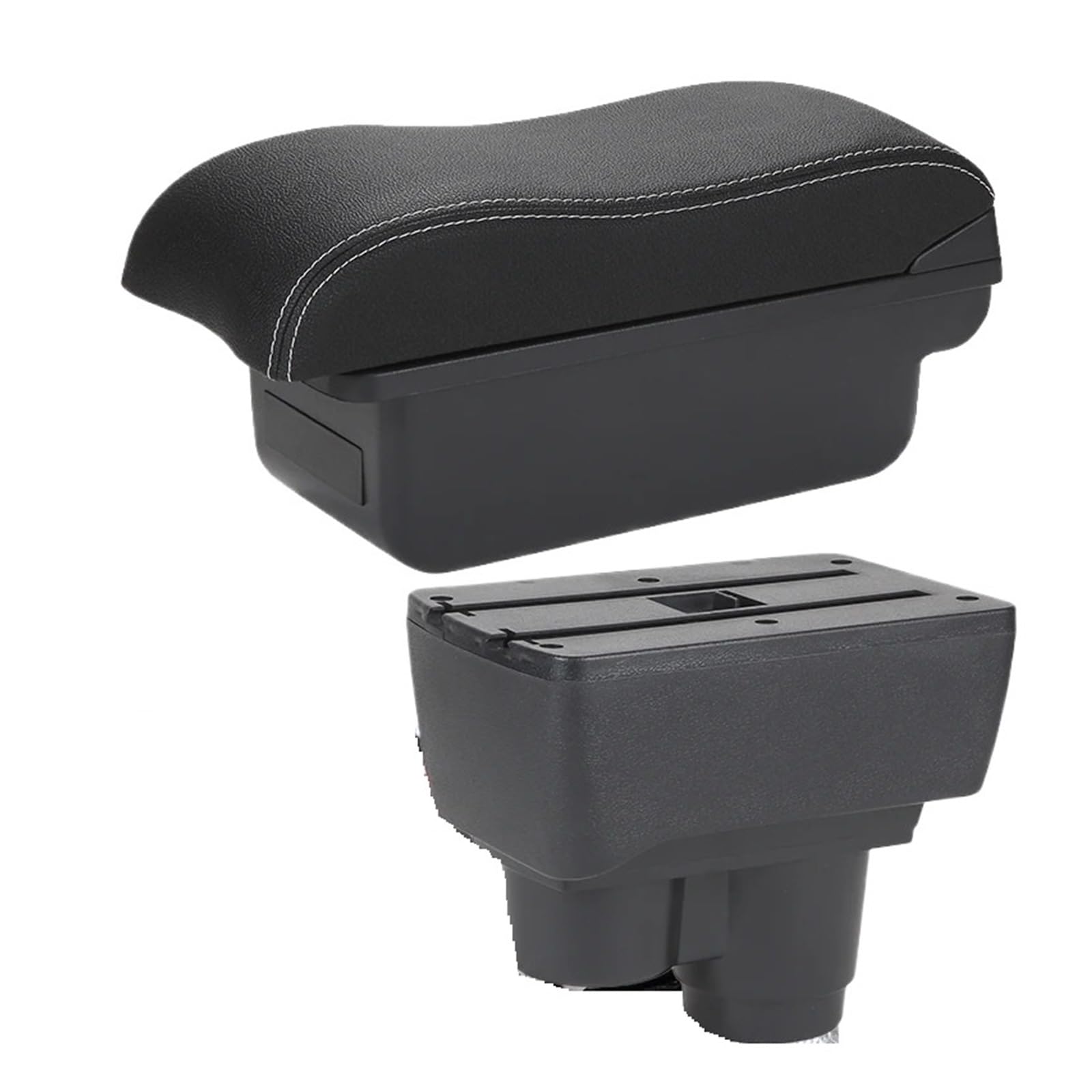UMDJJU For Duster 2019-2024 Armrest Box Car Parts Storage Bracing Heighten Accessorie Car Centre Console Armrest Box(C3 Black white NoUSB)