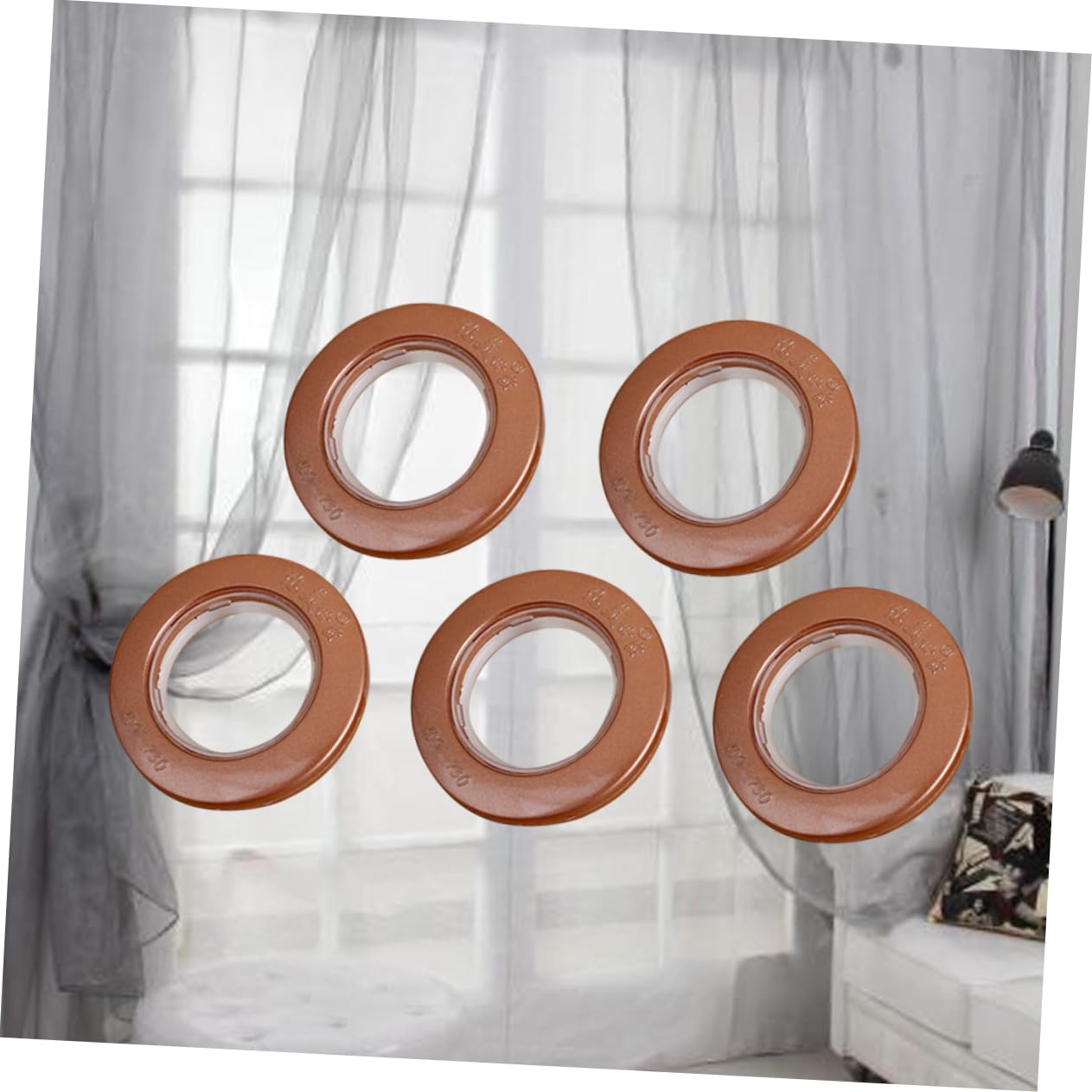 Amosfun Anelli per Tende da Doccia in Metallo 85 Pezzi Color caffè | Finitura Robusta Superficie e Elettroplaccata Liscia in Tenda e Drappo Casa