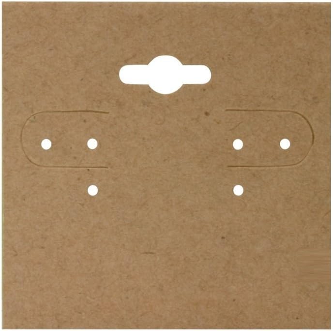 N'ice Packaging 500-Pcs 1.5" x 1.5" Kraft Hanging Earring Cards, Jewelry Display Earring Rack Stand Display Card