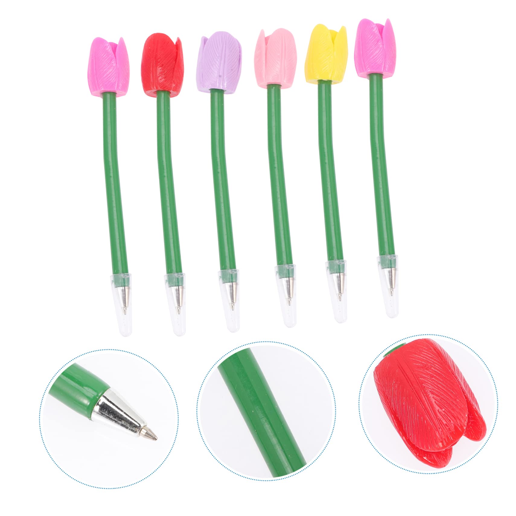 NUOBESTY 4 Set Penna A Sfera Tulipano Cancelleria Penne Mothers Day Penne Per Fiori Penna A Più Colori Rosa Mini Di Fiori Finti Floreali Novità Plastica 6 Pezzi * 4