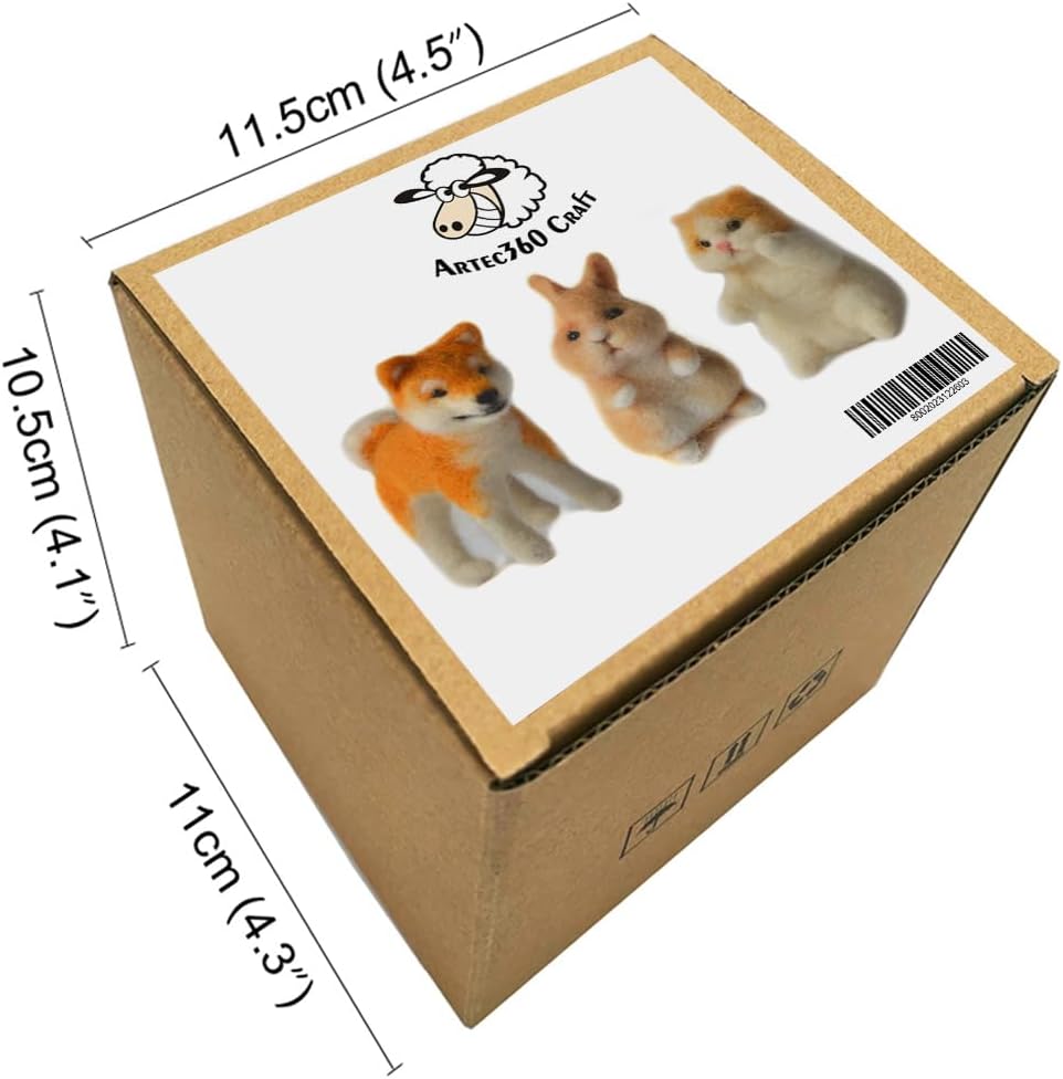 Feltsky 3 Animals Needle Felting Kits for Beginners Easy to Make with Everything Craft for Mom, Grandma