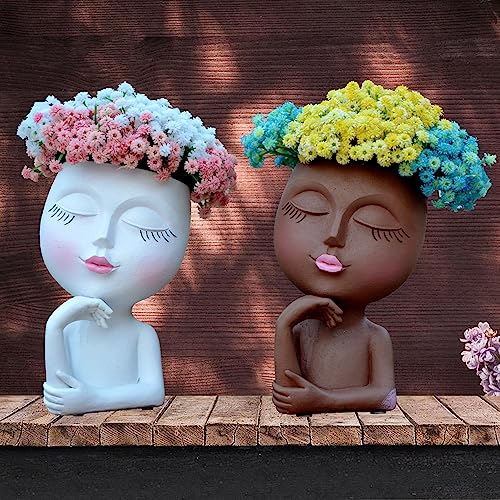 Lovtoctic Face/ Head Planters, Women Face Small Plant/ Flower Pots With Drainage For Indoor Outdoor Succulents, White Vase Decor For Women Gifts(7 Inch) #TOP4