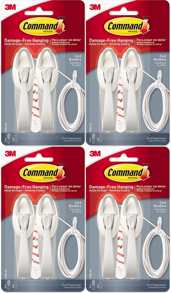 3M 17304 Command Cord Bundlers 4 Pack (8 Bundlers)