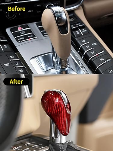 Miniatura 10 de Ajuste para Porsche Macan Panamera Cayman 911 718 Boxster 2009-2020 - Cubierta de fibra de carbono real para el cabezal de cambio de marchas,
