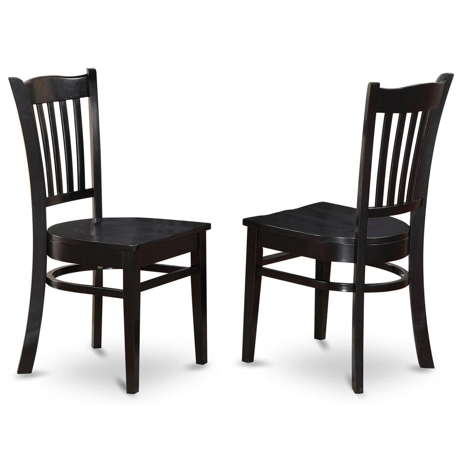 East West Furniture Groton Slat Back Set of 2 Black
