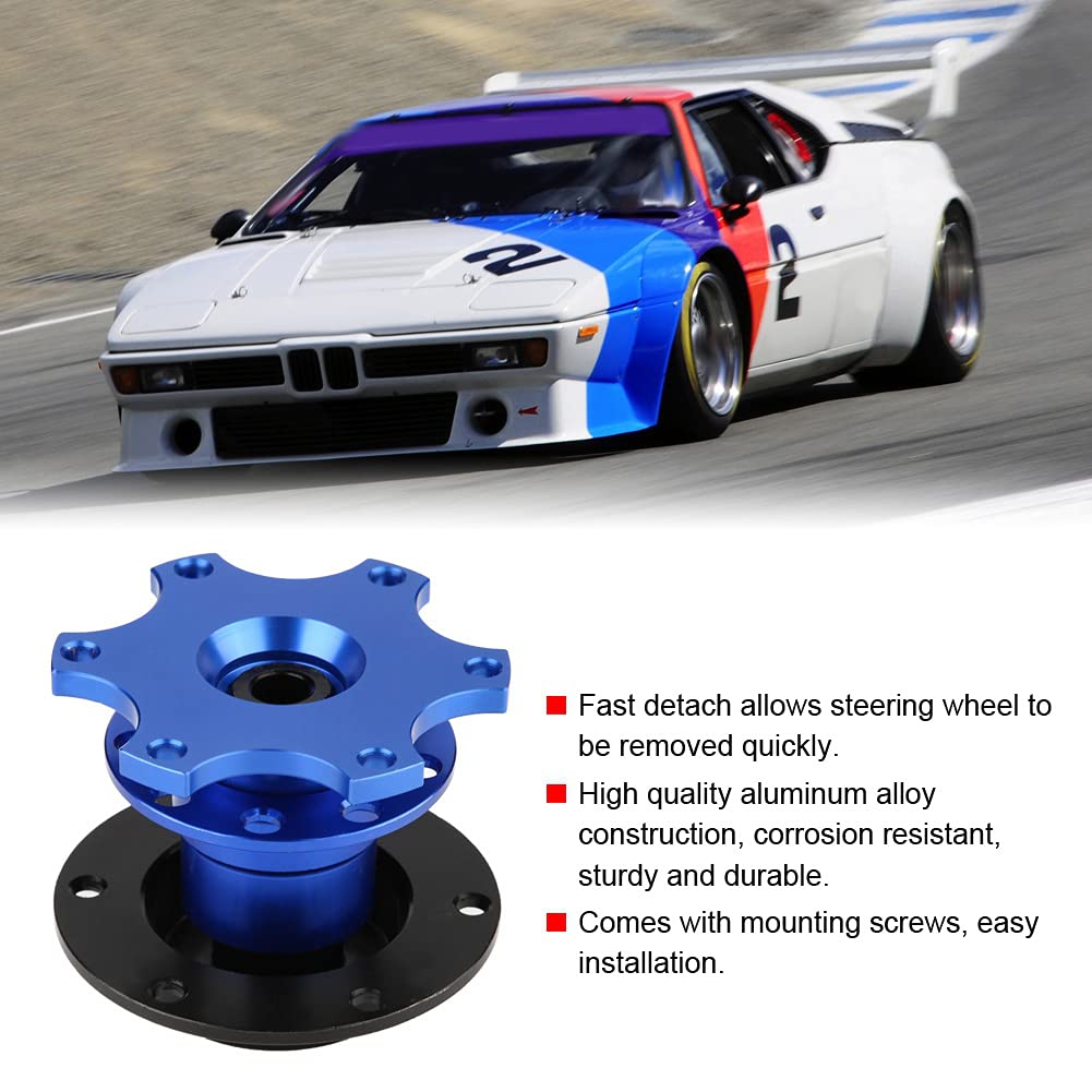 Universal Auto Lenkrad Schnellverschluss HUB Racing Adapter Snap Off Kit mit Schrauben Race/Rally/Motorsport(Blau)