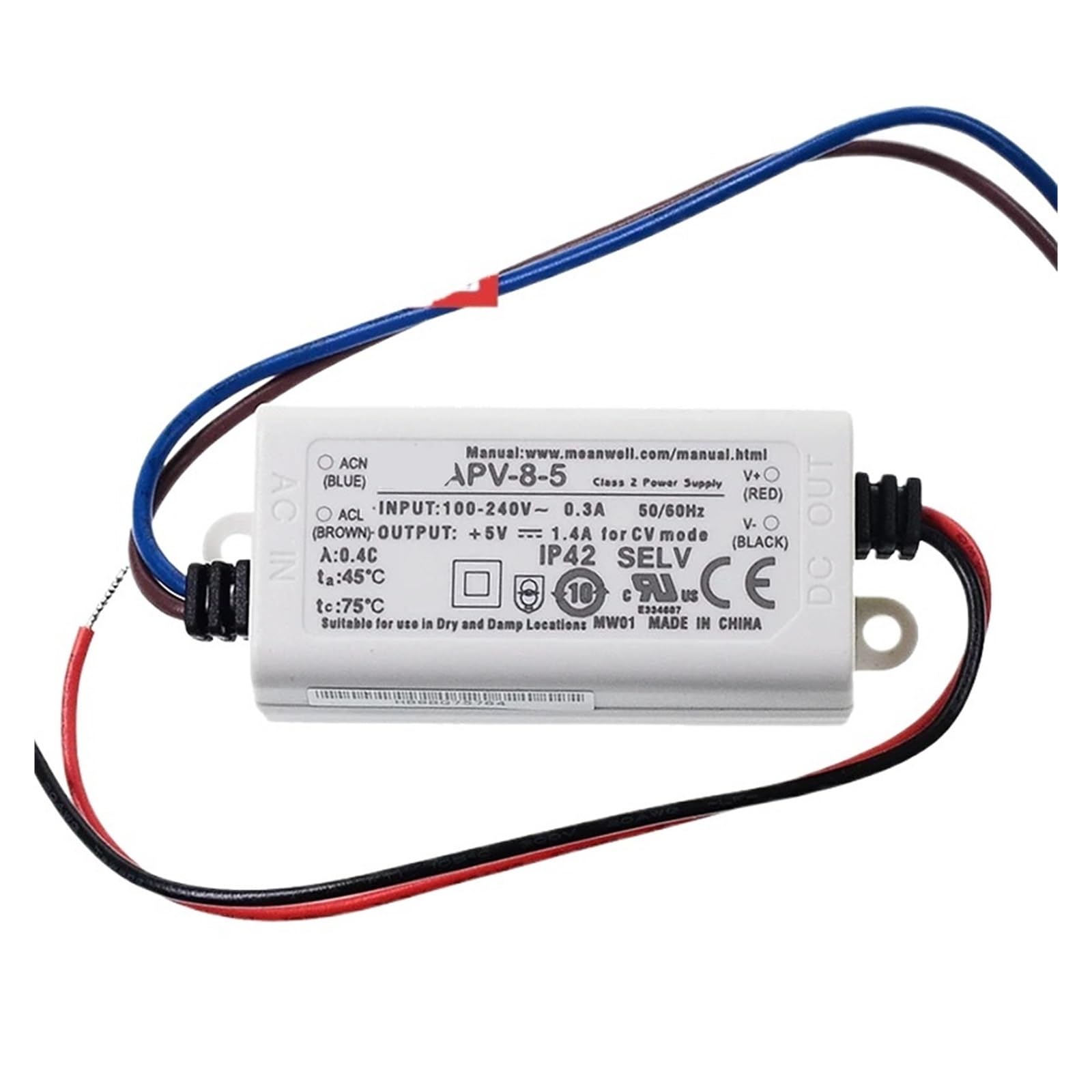 Pojedynczy zasilacz sieciowy LED APV-8-5 5V/1,4 A 7 W