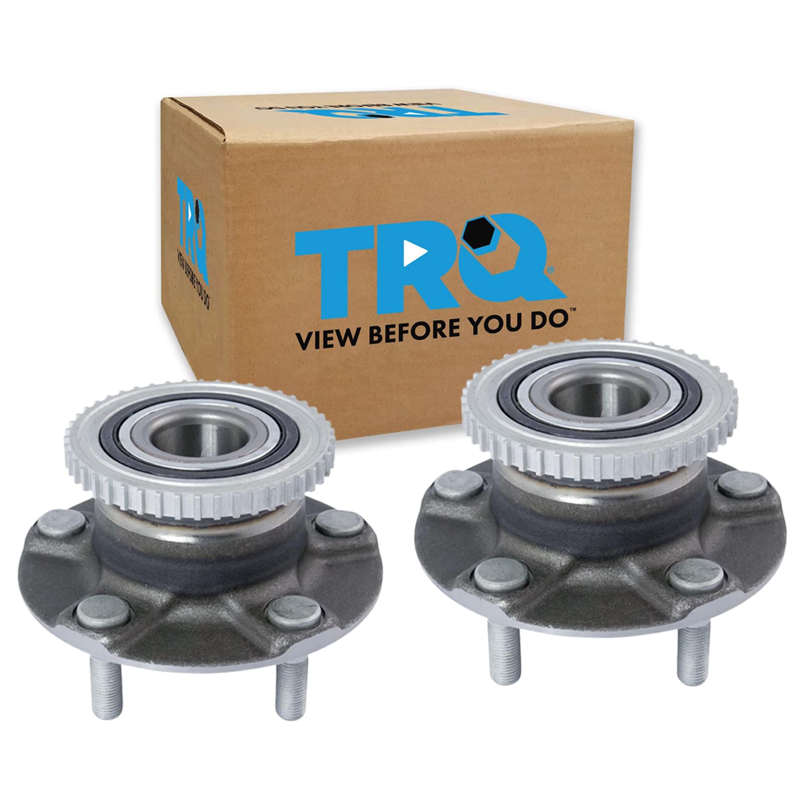TRQ 2 Piece Front Wheel Bearing &amp; Hub Assembly Set with ABS Sensor